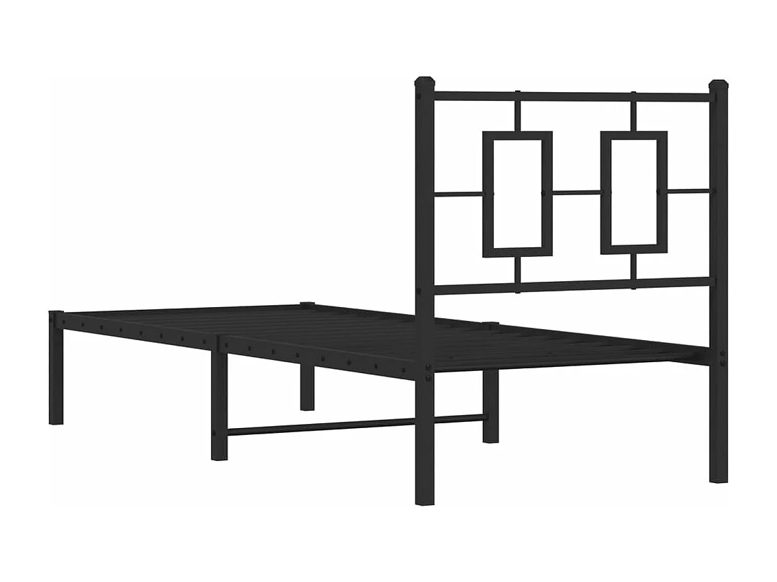 Bedframe met hoofdbord metaal zwart 75x190 cm