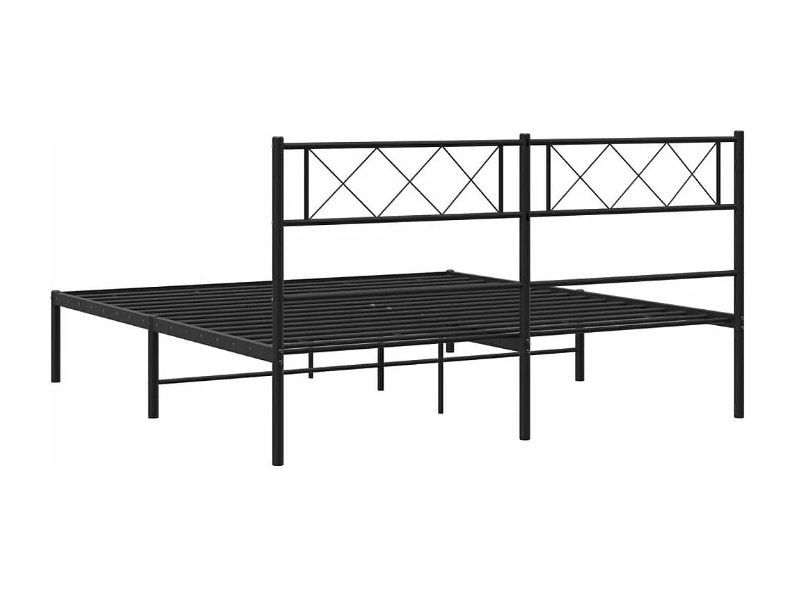 Cadre de lit métal avec tête de lit noir 120x190