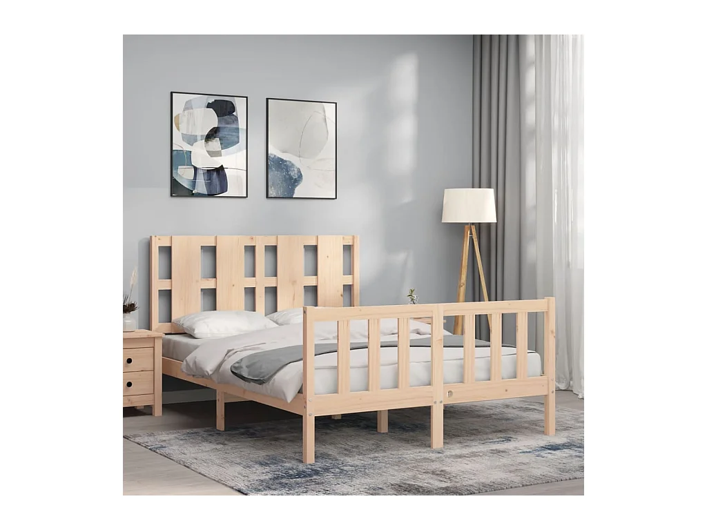Cadre de lit avec tête de lit 120x200 bois massif
