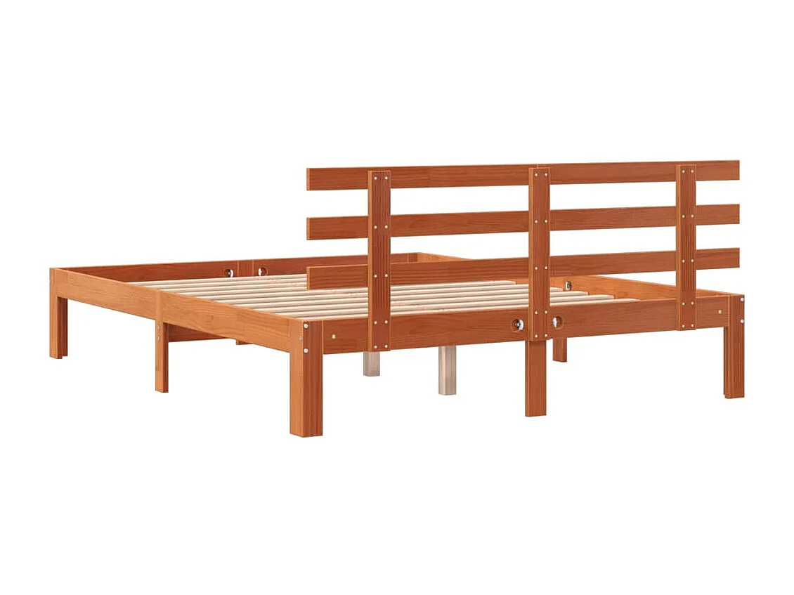 Cadre de lit avec tête de lit marron 140x190 bois de pin