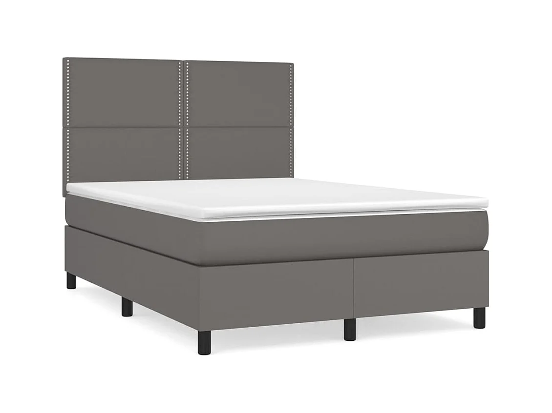 Sommier à lattes de lit avec matelas Gris 140x200 Similicuir