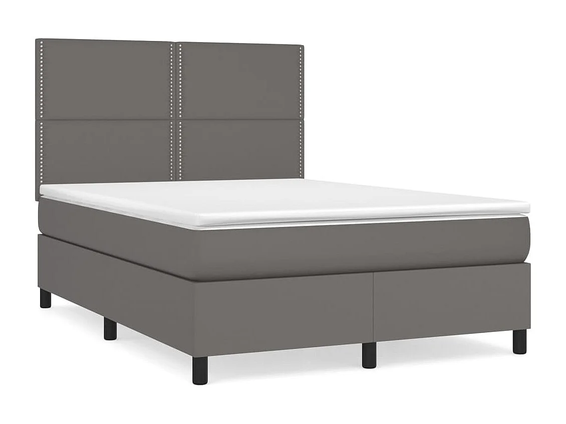 Sommier à lattes de lit avec matelas Gris 140x200 Similicuir