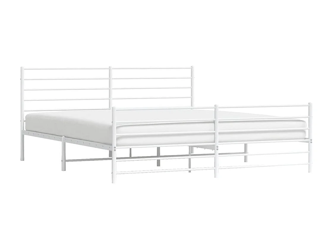 Cadre de lit métal avec tête de lit-pied de lit blanc 200x200