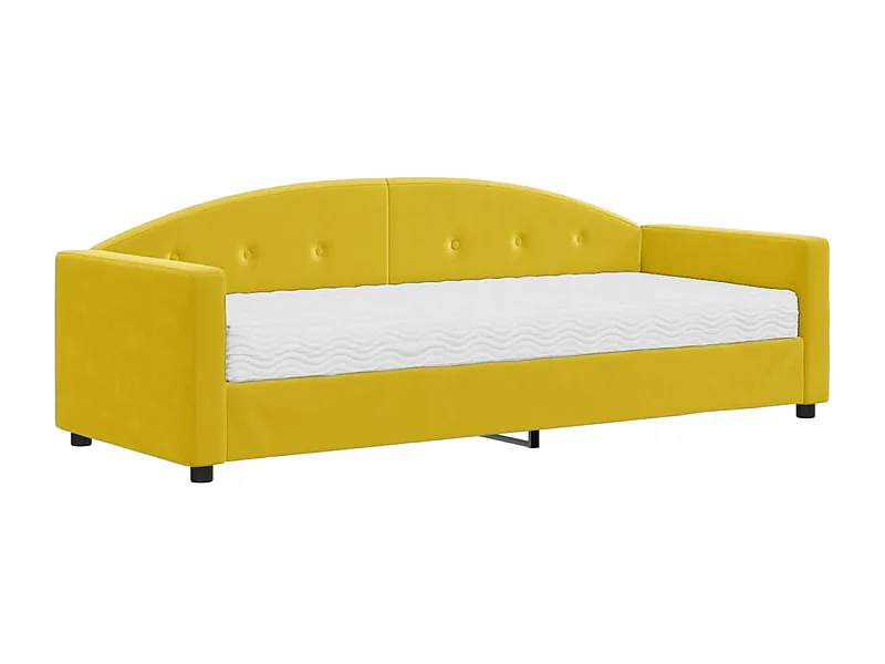 Lit de jour avec matelas jaune 80x200 velours