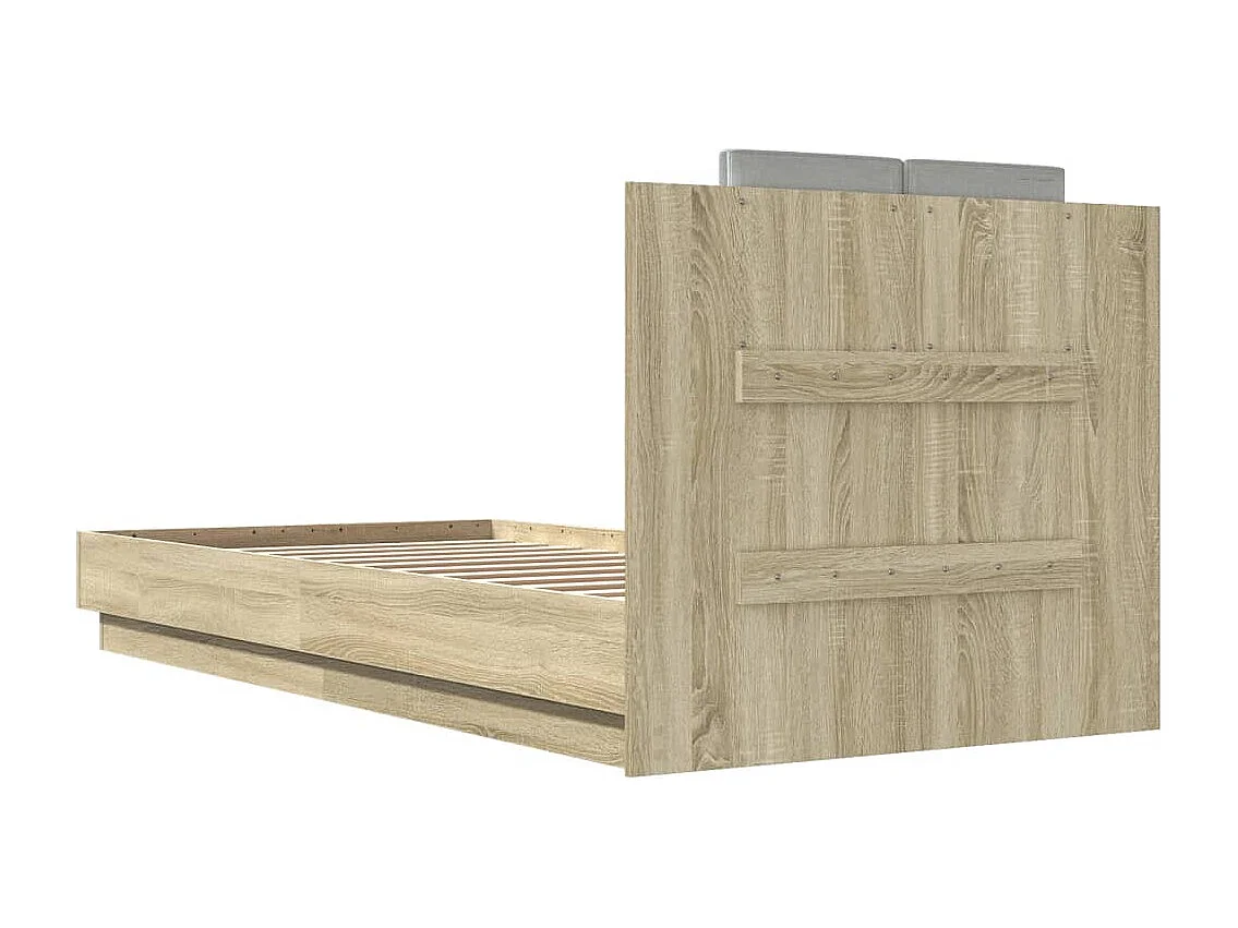 vidaXL Cama con cabecero madera de ingeniería roble Sonoma 100x200 cm Marrón