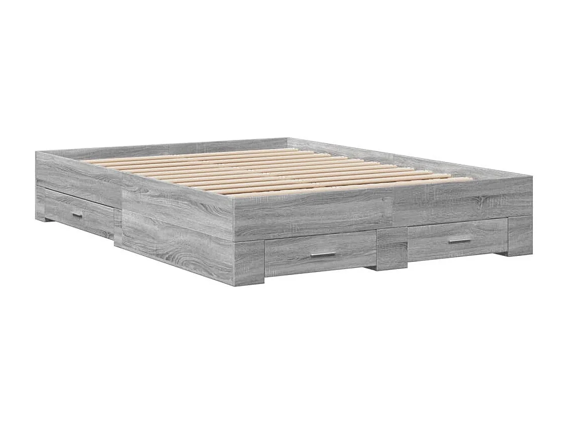 Cadre de lit et tiroirs sonoma gris 140x190 bois ingénierie