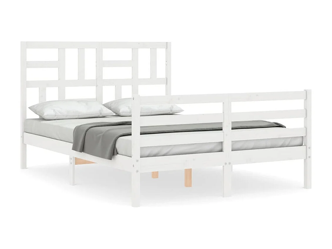 vidaXL Estructura cama de matrimonio con cabecero madera maciza blanco