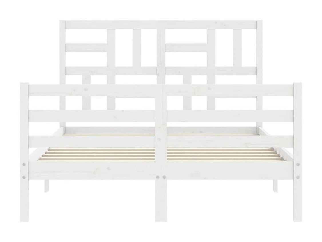 vidaXL Estructura cama de matrimonio con cabecero madera maciza blanco