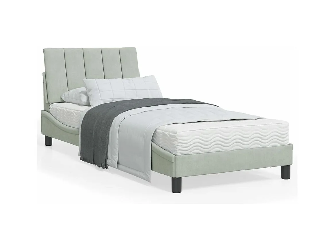 Cadre de lit avec lumières LED gris clair 90x200 velours