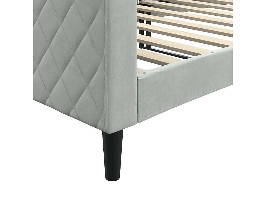 Lit de repos gris clair 90x200 velours