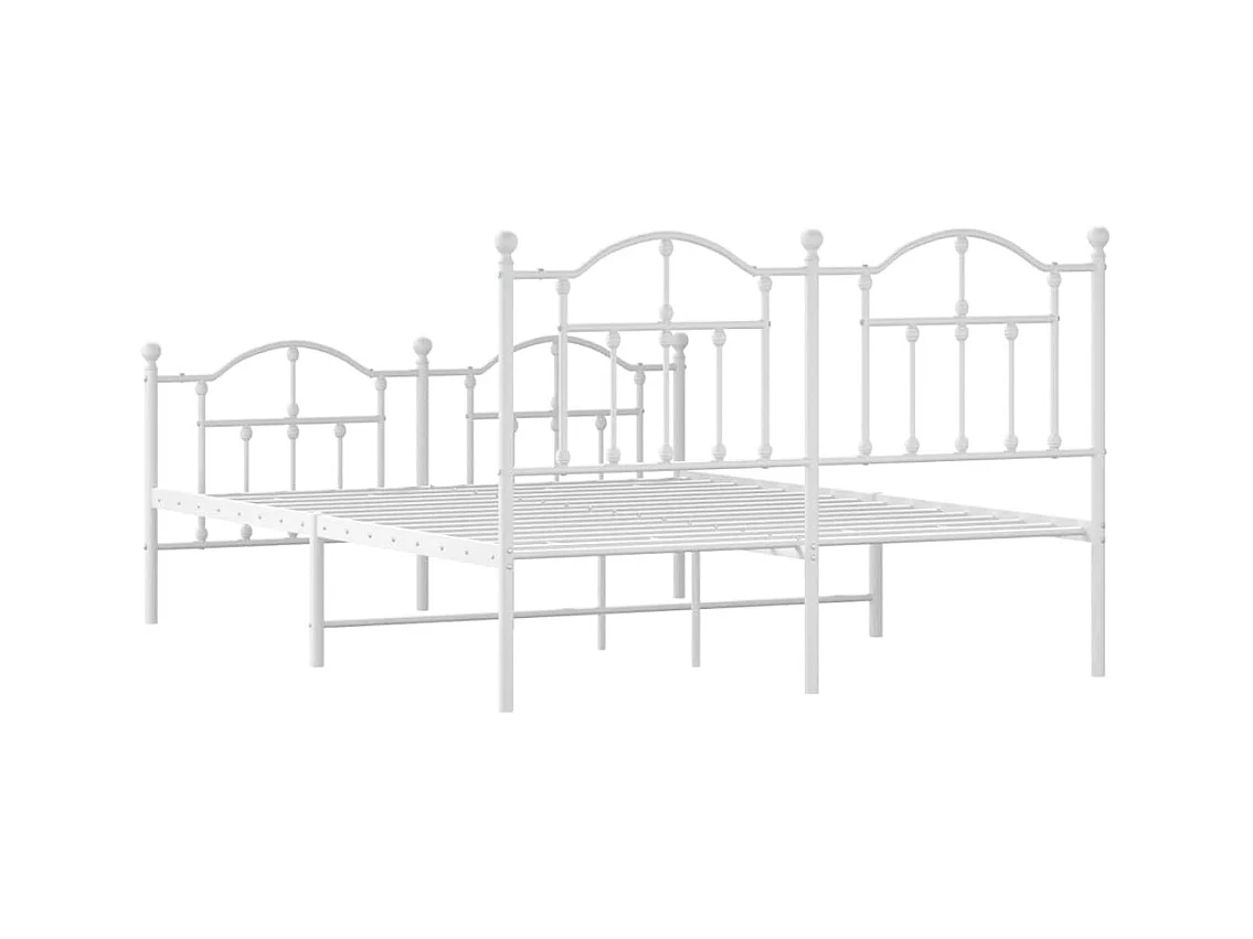 Cadre de lit métal avec tête de lit-pied de lit blanc 140x190