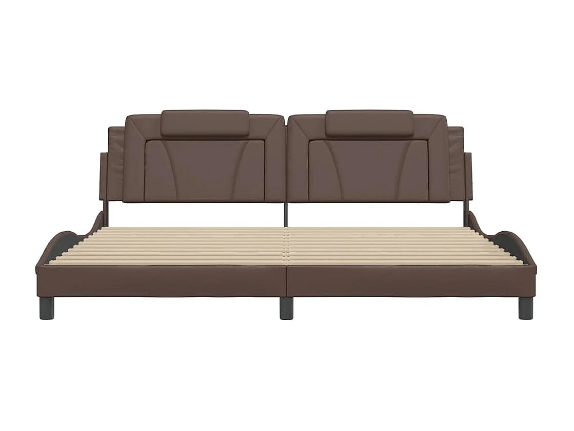 Cadre de lit avec lumières LED marron 200x200 similicuir