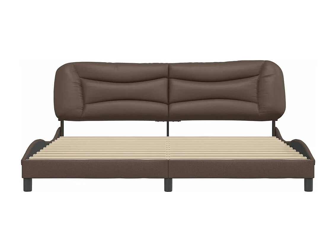 Cadre de lit avec tête de lit Marron 200x200 Similicuir