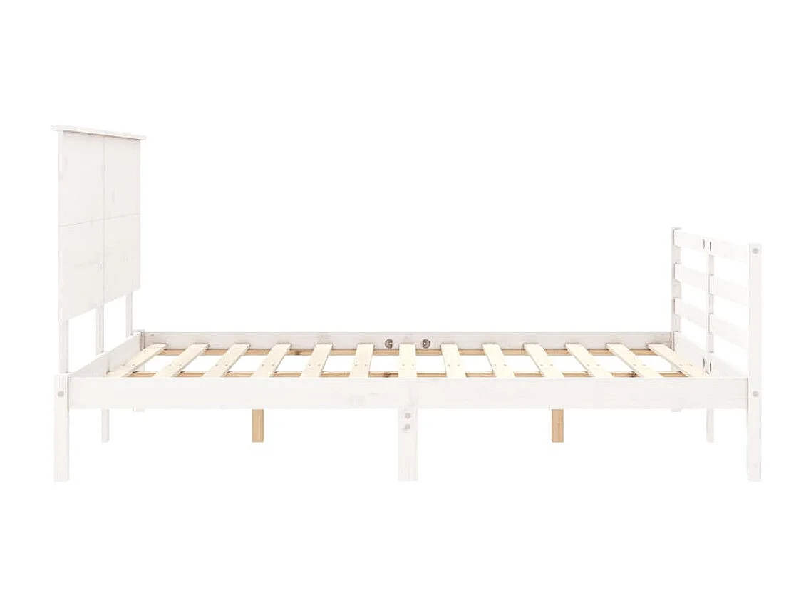 Cadre de lit avec tête de lit blanc King Size bois massif