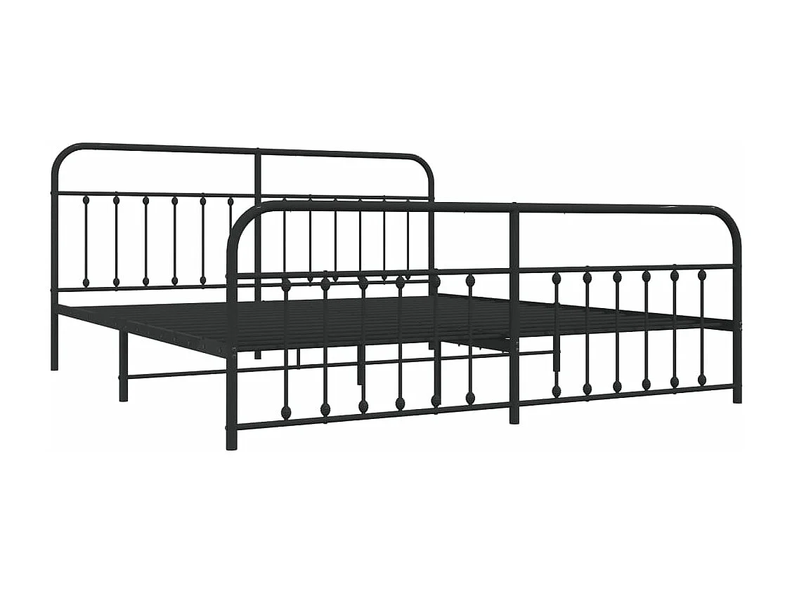 Cadre de lit métal avec tête de lit-pied de lit noir 200x200