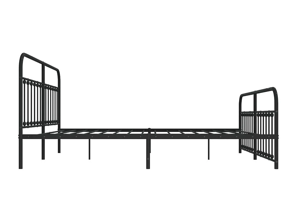Cadre de lit métal avec tête de lit-pied de lit noir 200x200