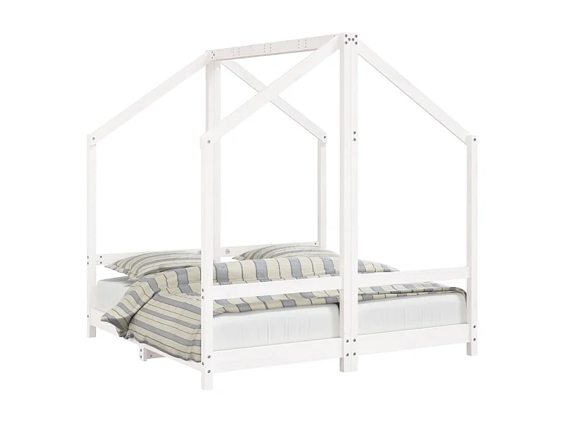 Cadre de lit pour enfant blanc 2x(70x140) cm bois de pin massif