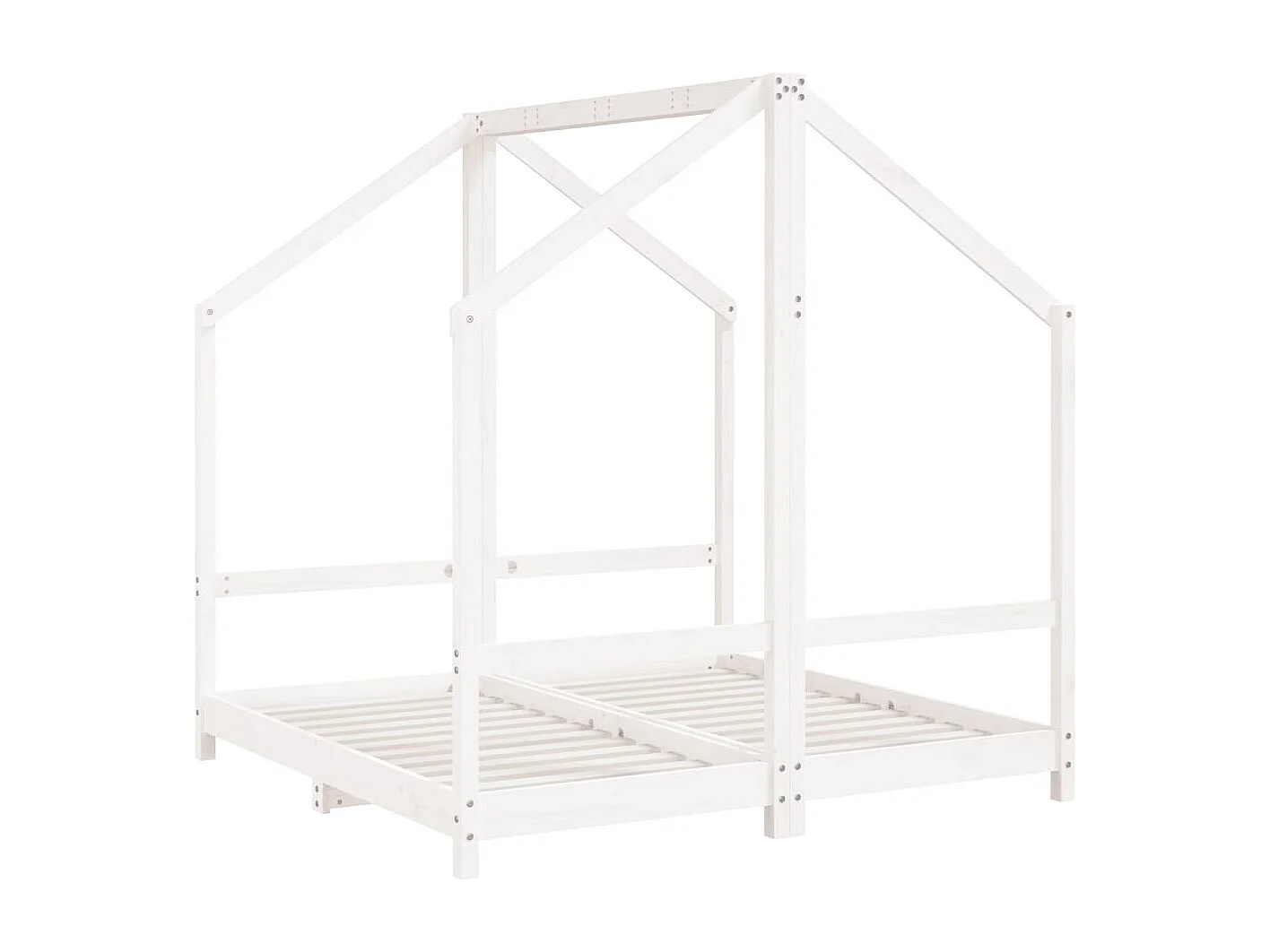 Cadre de lit pour enfant blanc 2x(70x140) cm bois de pin massif