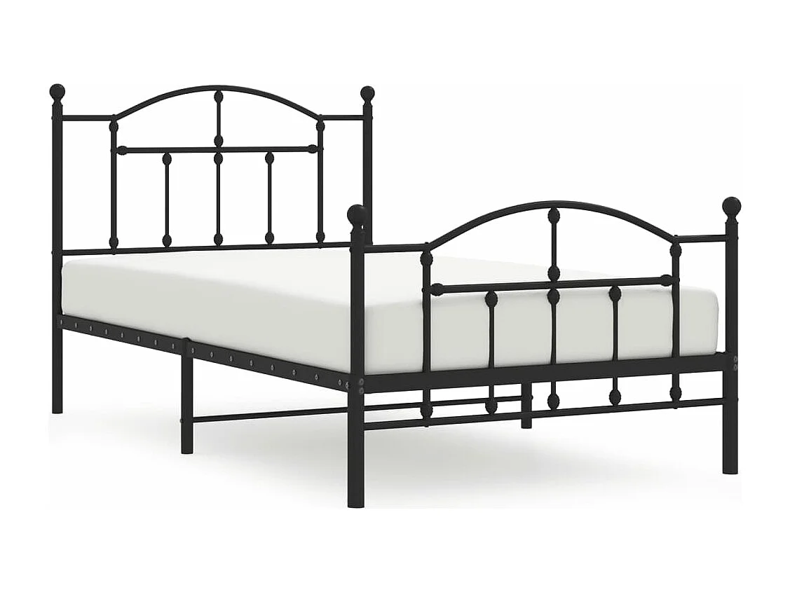 Cadre de lit métal avec tête de lit-pied de lit noir 100x190