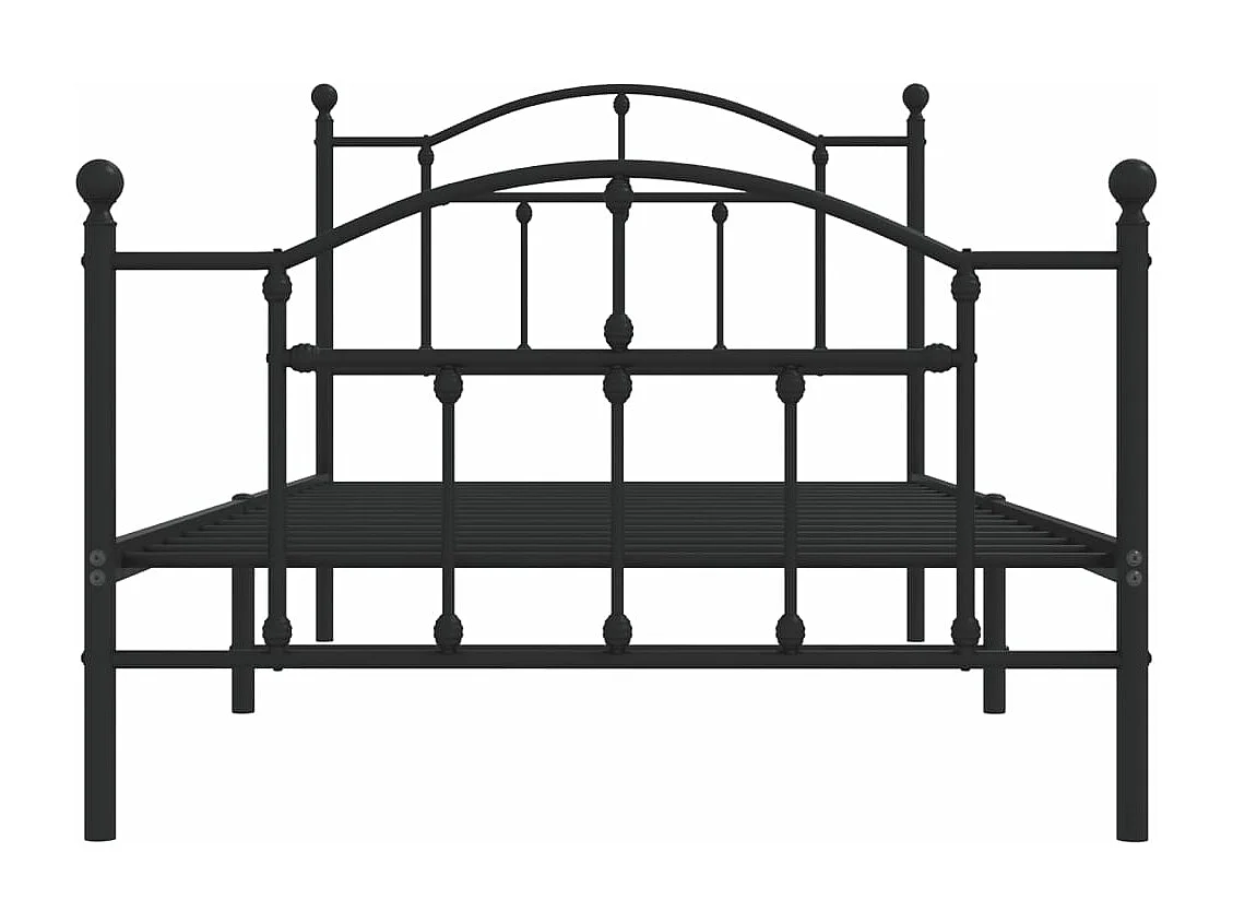 Cadre de lit métal avec tête de lit-pied de lit noir 100x190