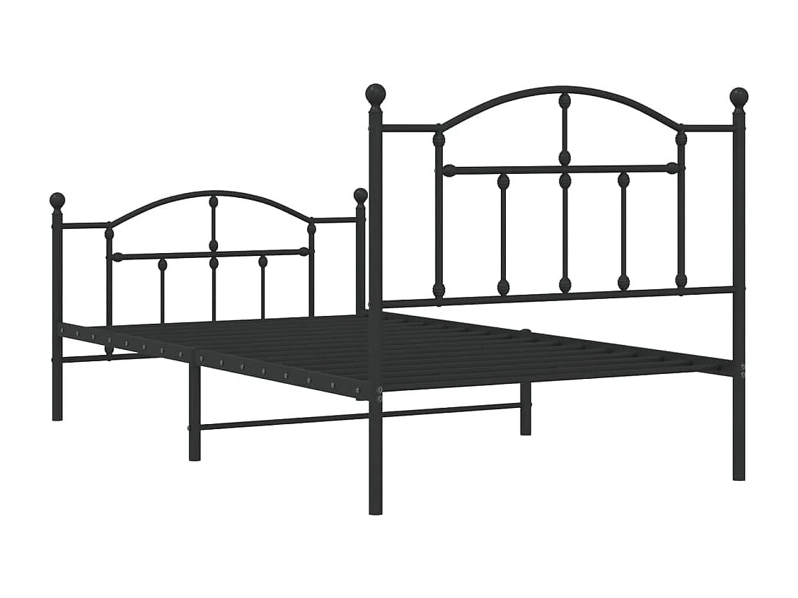 Cadre de lit métal avec tête de lit-pied de lit noir 100x190