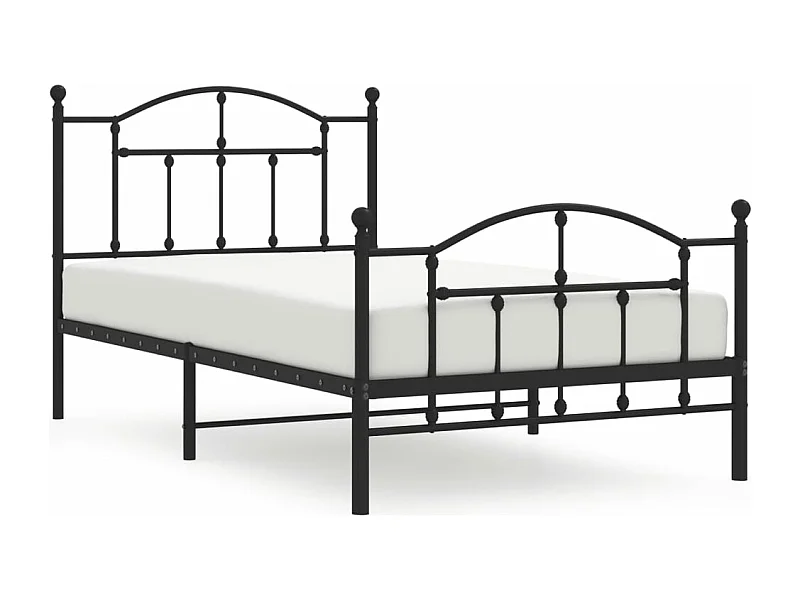 Cadre de lit métal avec tête de lit-pied de lit noir 100x190