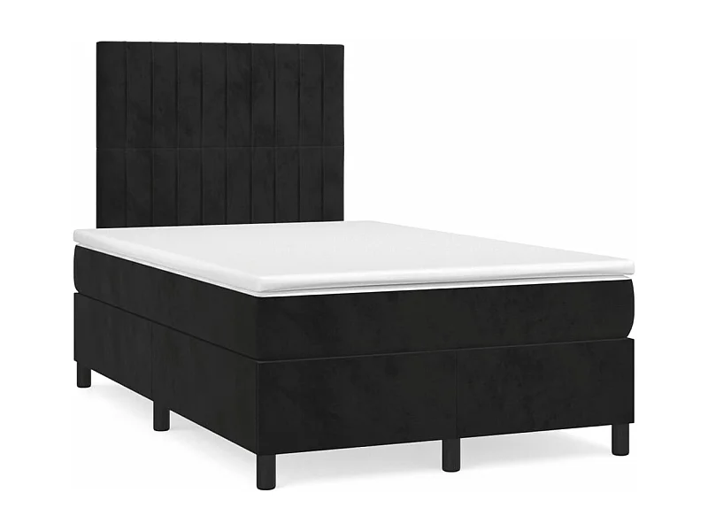 Sommier à lattes de lit avec matelas Noir 120x200 Velours