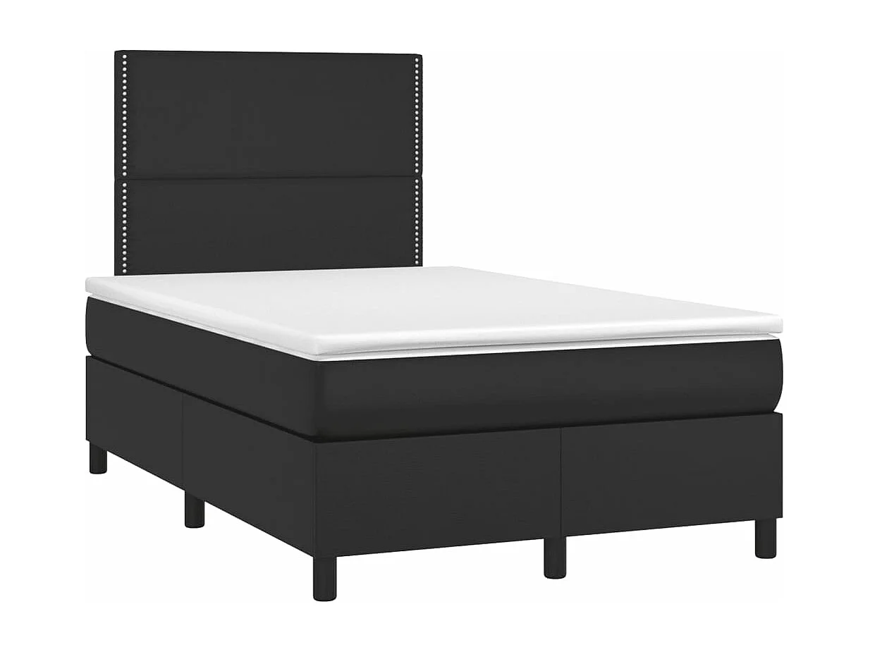 Sommier à lattes de lit matelas LED noir 120x190 similicuir
