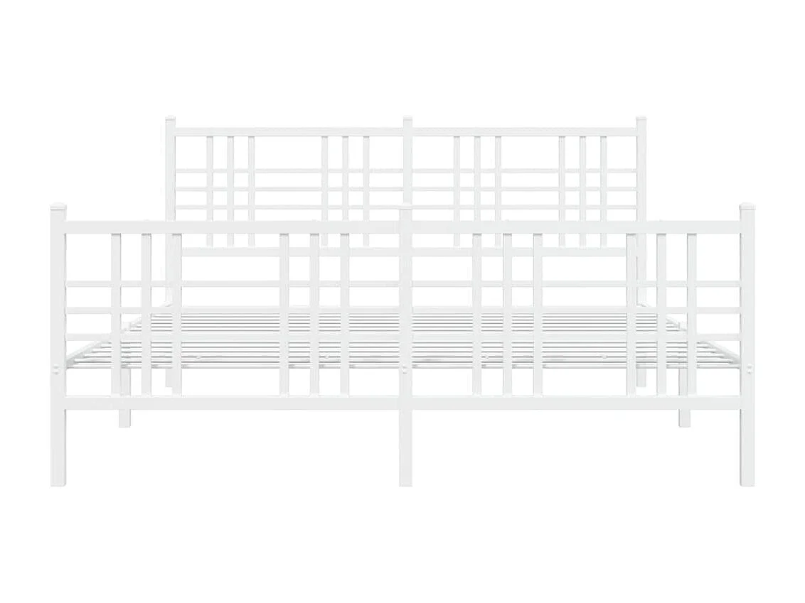 Cadre de lit métal avec tête de lit-pied de lit blanc 150x200