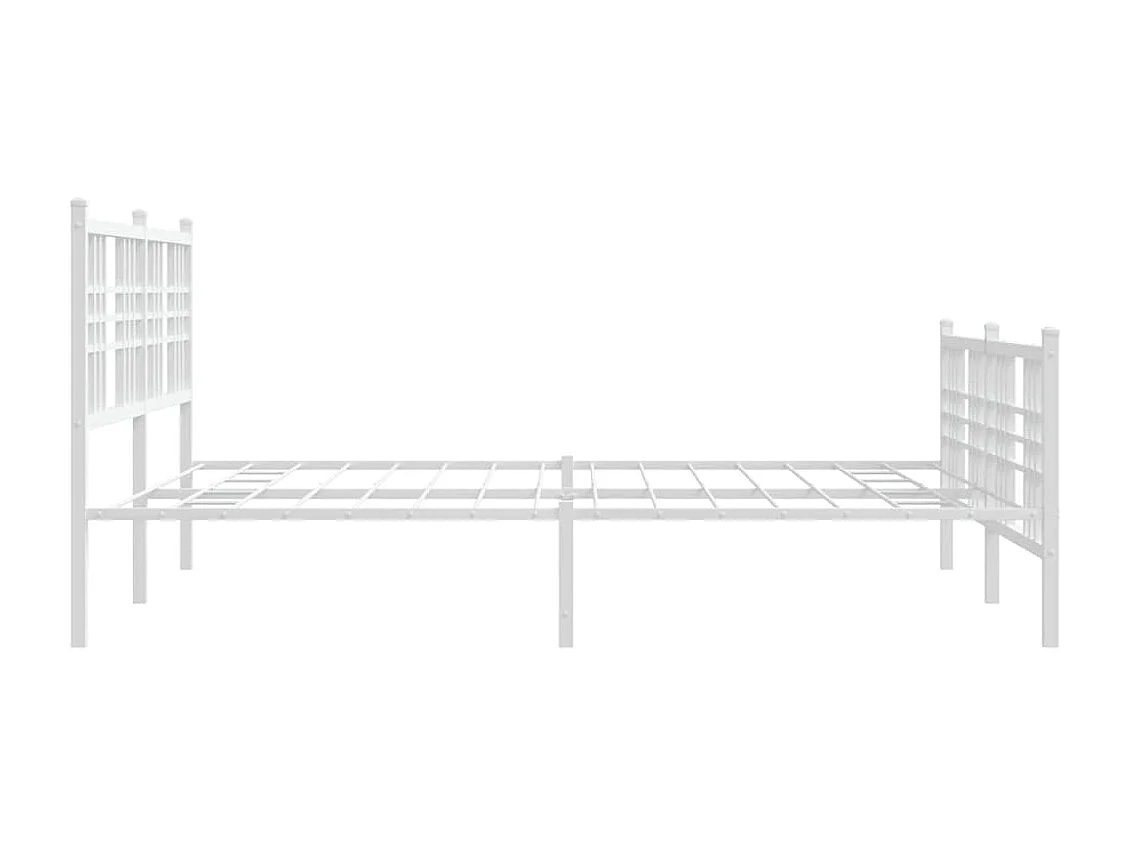 Cadre de lit métal avec tête de lit-pied de lit blanc 150x200