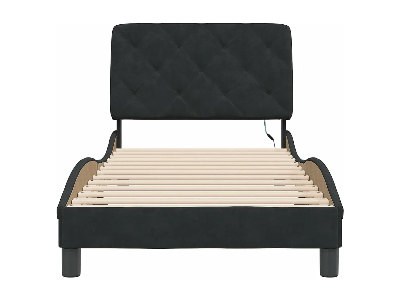 Cadre de lit avec lumières LED noir 90x200 velours