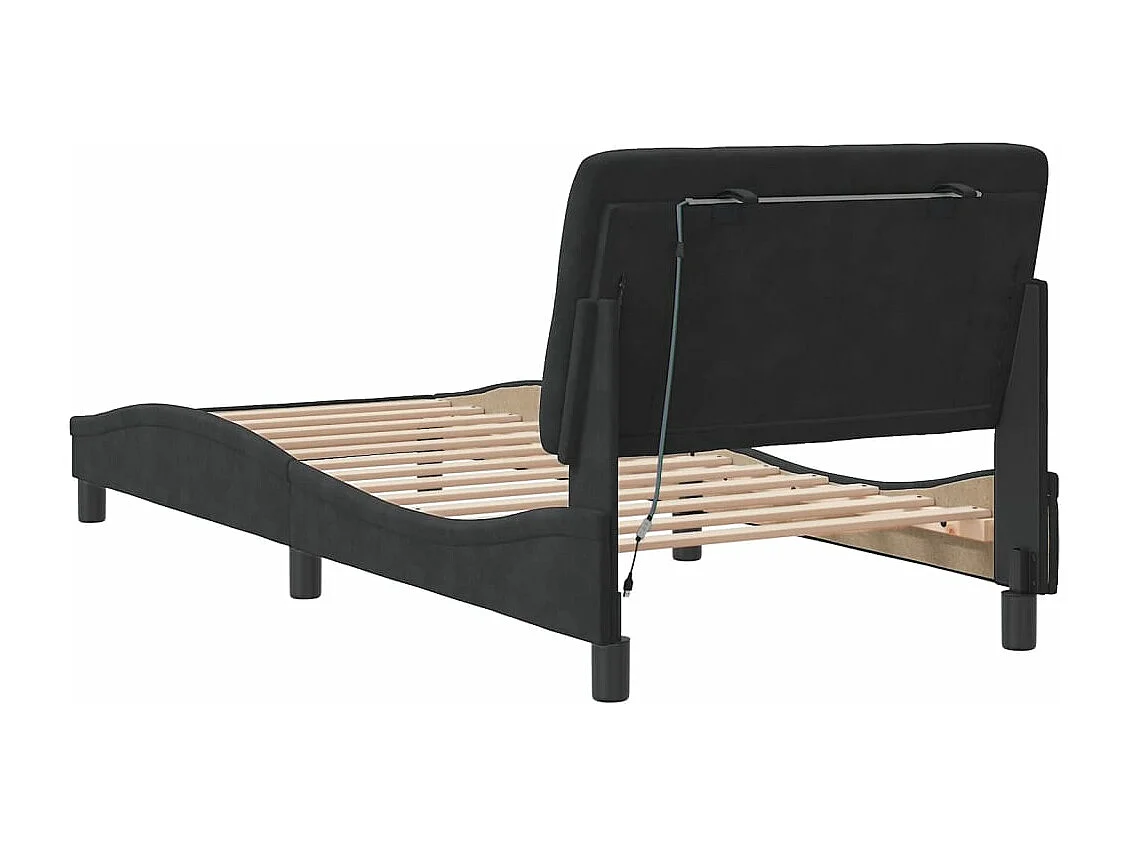 Cadre de lit avec lumières LED noir 90x200 velours