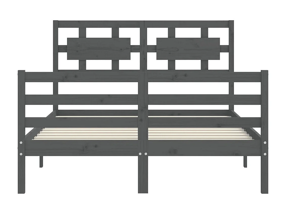 Cadre de lit avec tête de lit gris 140x190 bois massif