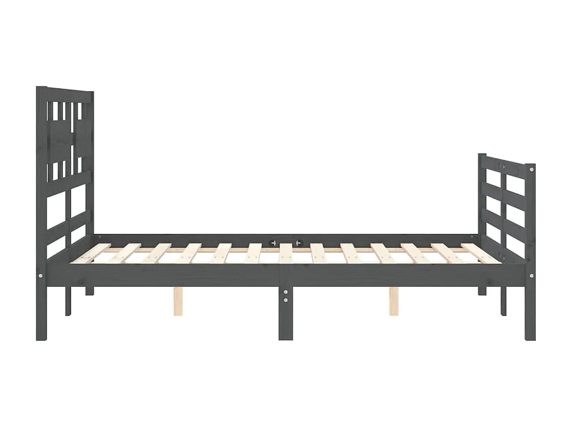 Cadre de lit avec tête de lit gris 140x190 bois massif