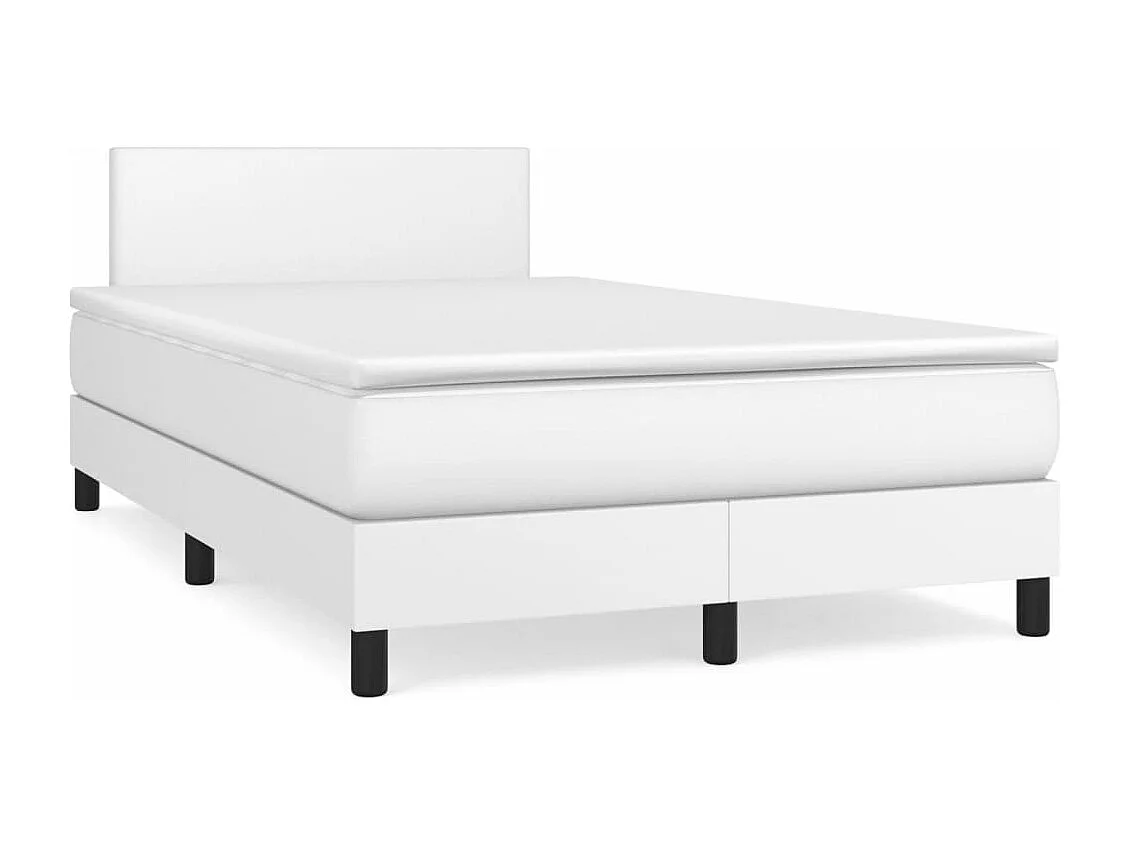 Sommier à lattes de lit avec matelas blanc 120x190 similicuir