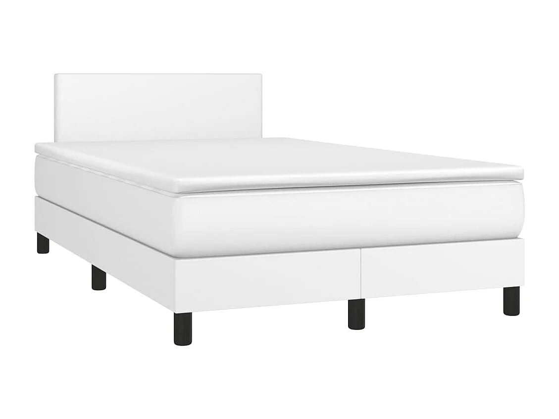 Sommier à lattes de lit avec matelas blanc 120x190 similicuir