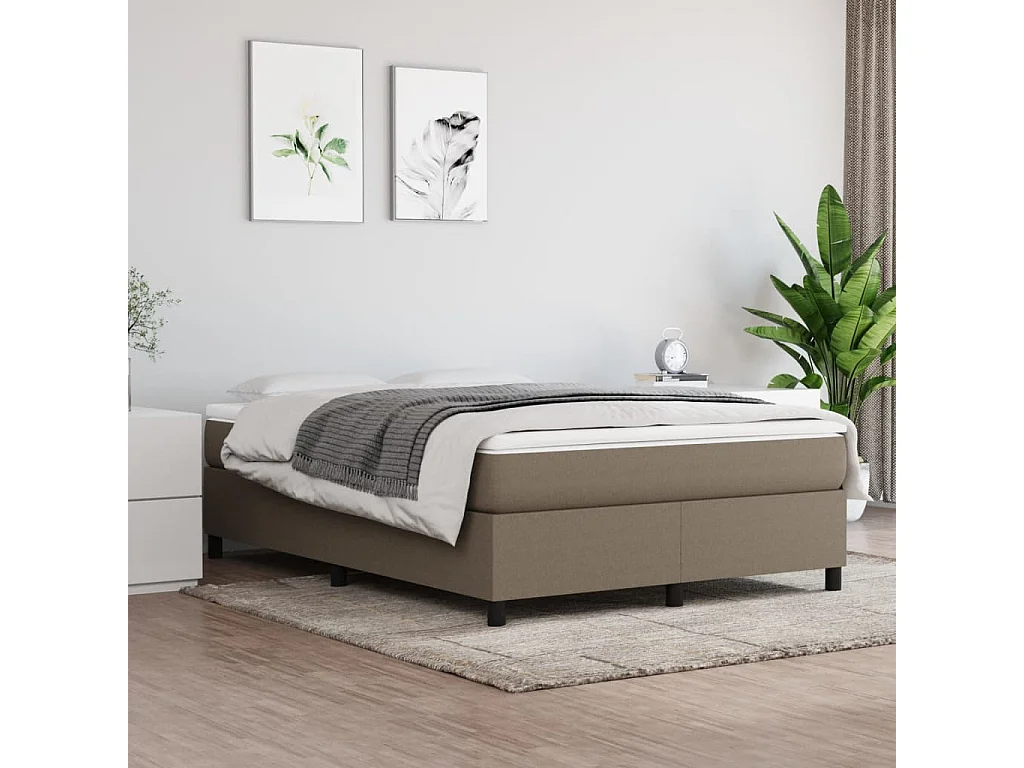 Sommier à lattes de lit avec matelas Taupe 140x200 Tissu