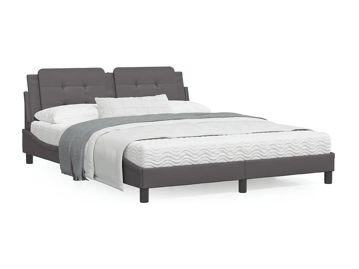 Lit avec matelas gris 160x200 similicuir