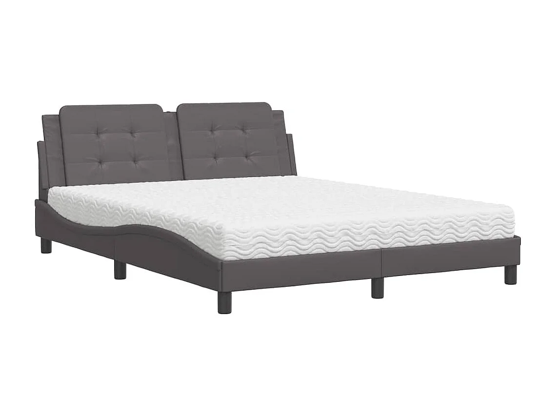 Lit avec matelas gris 160x200 similicuir