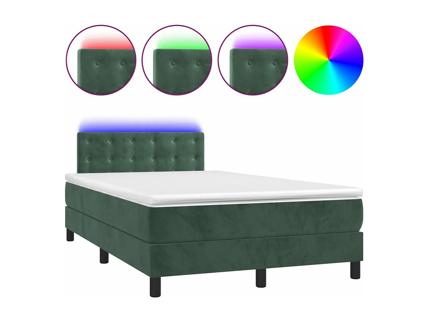 Sommier à lattes de lit avec matelas LED vert foncé 120x190