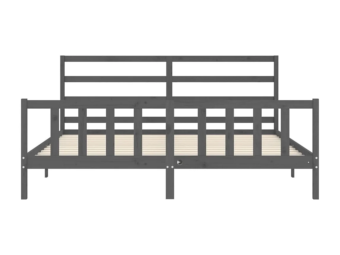 Cadre de lit avec tête de lit gris 200x200 bois massif