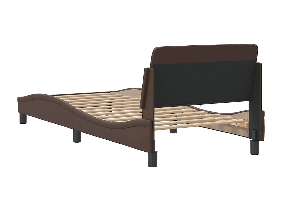 Cadre de lit avec tête de lit Marron 90x190 Similicuir