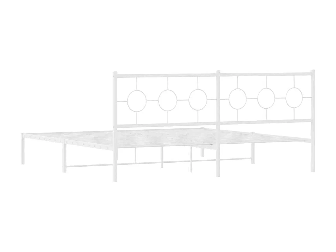 Cadre de lit métal avec tête de lit blanc 193x203