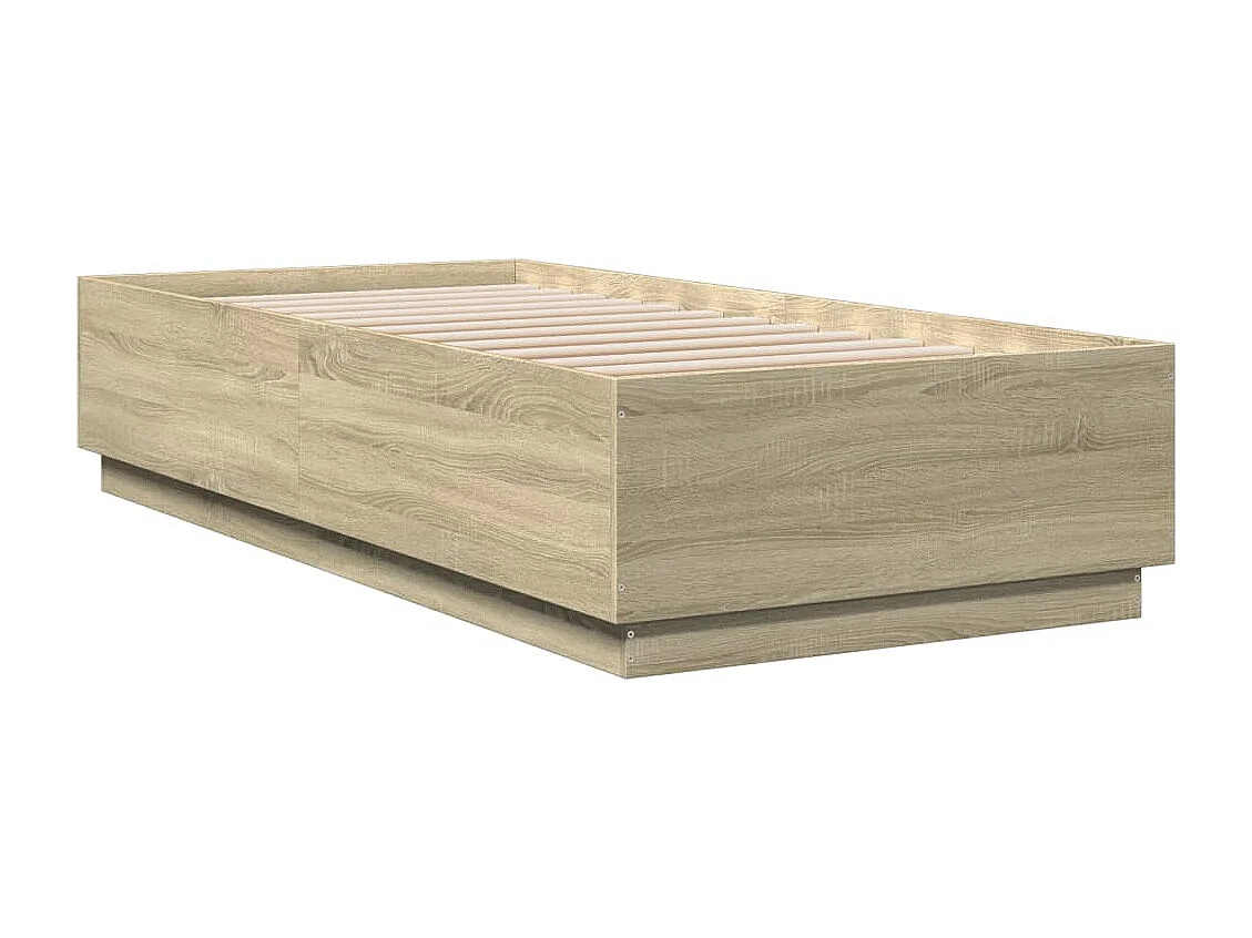 Cadre de lit avec lumières LED chêne sonoma 100x200