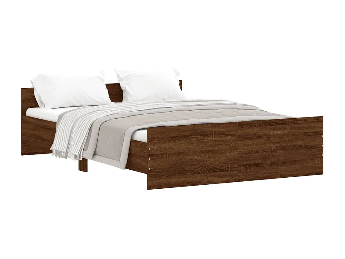 vidaXL Estructura de cama con cabecero piecero roble marrón 135x190cm