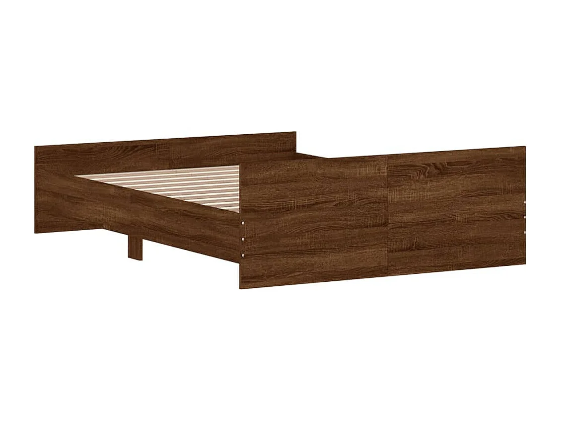 vidaXL Estructura de cama con cabecero piecero roble marrón 135x190cm