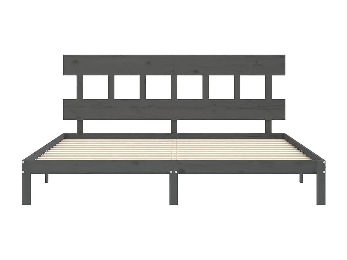 Cadre de lit avec tête de lit gris 200x200 bois massif