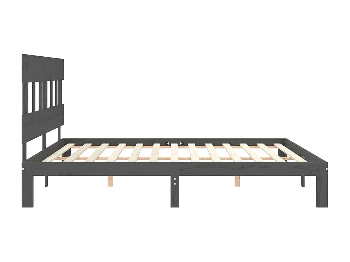 Cadre de lit avec tête de lit gris 200x200 bois massif