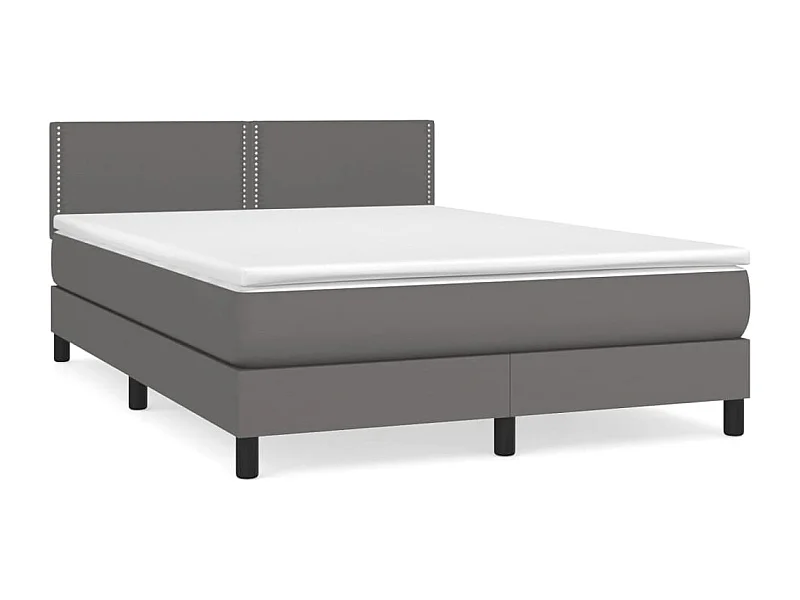 Sommier à lattes de lit avec matelas Gris 140x190 Similicuir