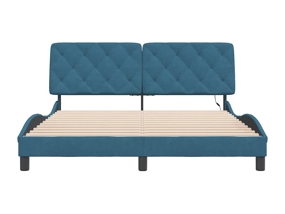 Cadre de lit avec lumières LED bleu 160x200 velours